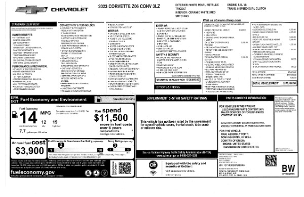 Used 2023 Chevrolet Corvette Z06 Convertible 3LZ 70th Anniversary for sale $155,000 at F.C. Kerbeck Lamborghini Palmyra N.J. in Palmyra NJ 08065 3